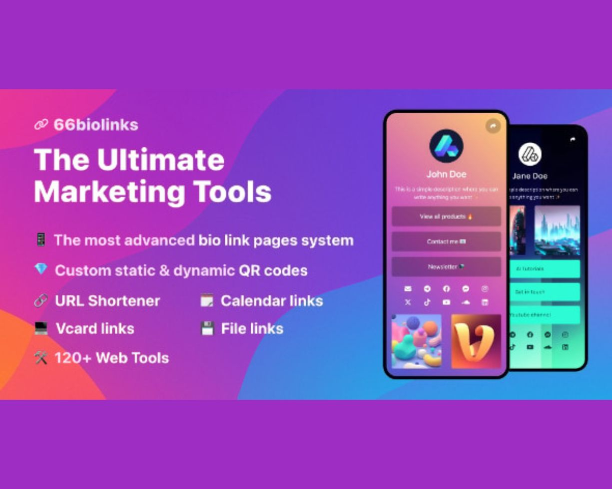66biolinks - Bio Links, URL Shortener, QR Codes & Web Tools (SAAS) all versions available