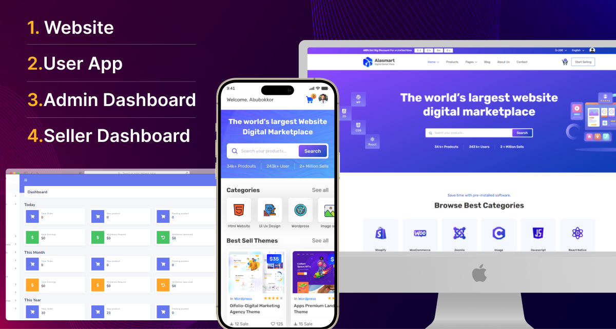Alasmart - Digital Product Download Marketplace Laravel Script all versions available