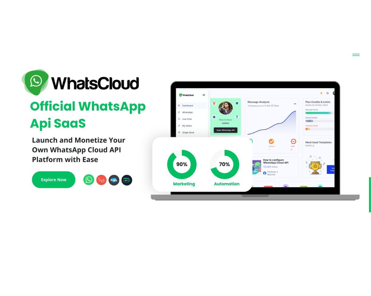 WhatsCloud - Seamless Cloud API Integration SAAS free script installation - all versions available