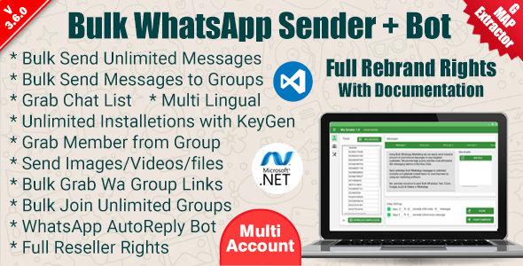 WaSender Bulk WhatsApp Sender + Group Sender + WhatsApp Auto Reply Bot (V3.6.0) nulled